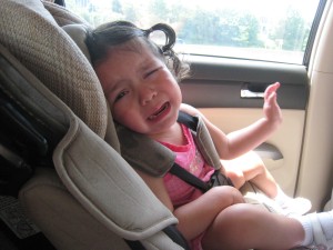 Rebecca Sobbing in Car Seat